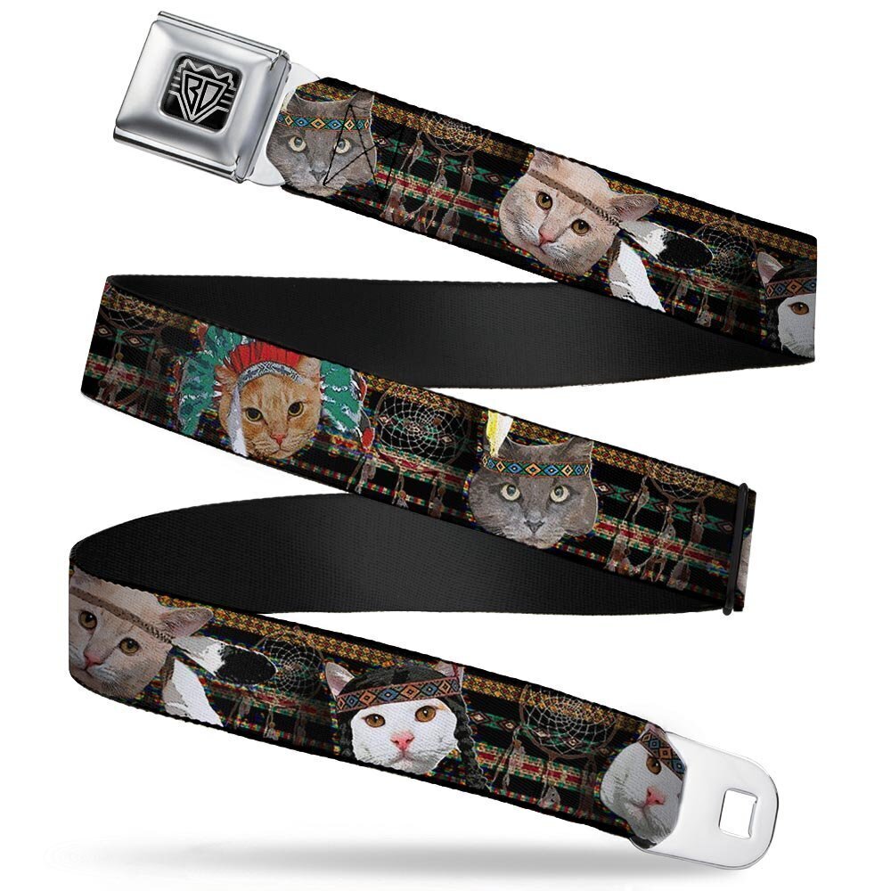 5638 Seatbelt Belt - Dream Catcher Cats - 1.0" Wide - 20-36 Inches in